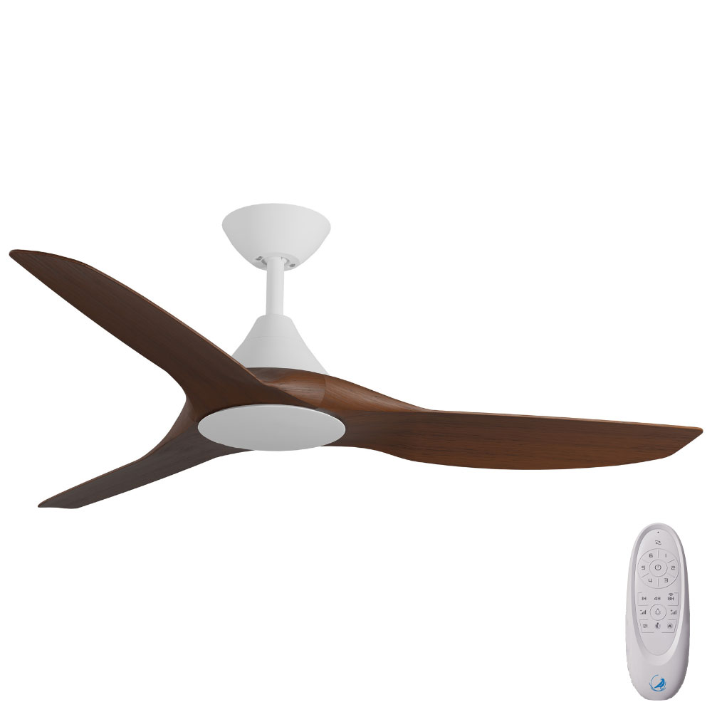 [W-CFADCF22WH-KO] CloudFan SMART DC Ceiling Fan by Calibo – White with Koa Timber Style ABS Blades 48″