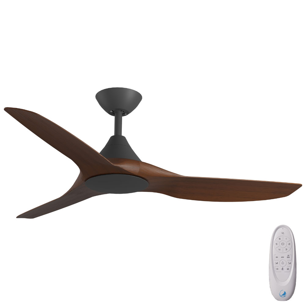 [W-CFADCF22BL-KO] CloudFan SMART DC Ceiling Fan by Calibo – Black with Koa Timber Style ABS Blades 48″