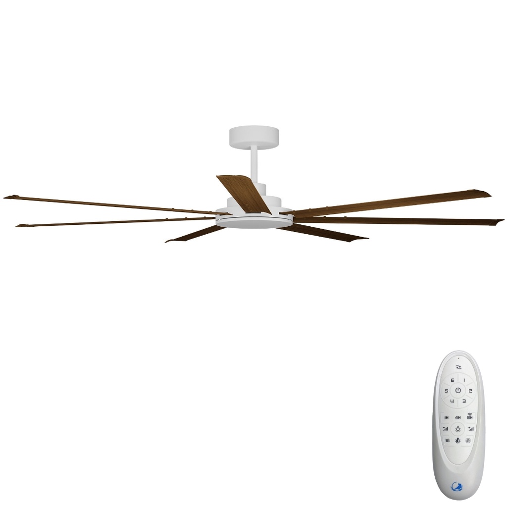 [CFADAS18WHK] Alula SMART DC Ceiling Fan by Calibo – White with Koa Blades 80″