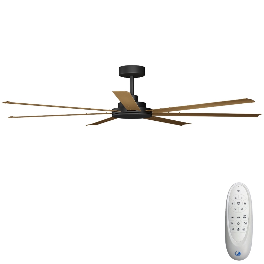 [CFADAS18BLT] Alula SMART DC Ceiling Fan by Calibo – Black with Teak Blades 80″