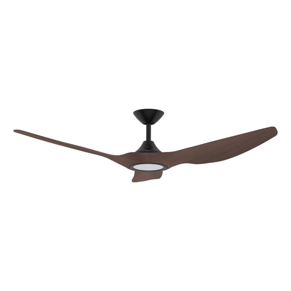 [W-CFDOST15BLWN-LED] Strike DC Ceiling Fan by Domus with LED Light – Black with Walnut Timber Style ABS Blades 60″