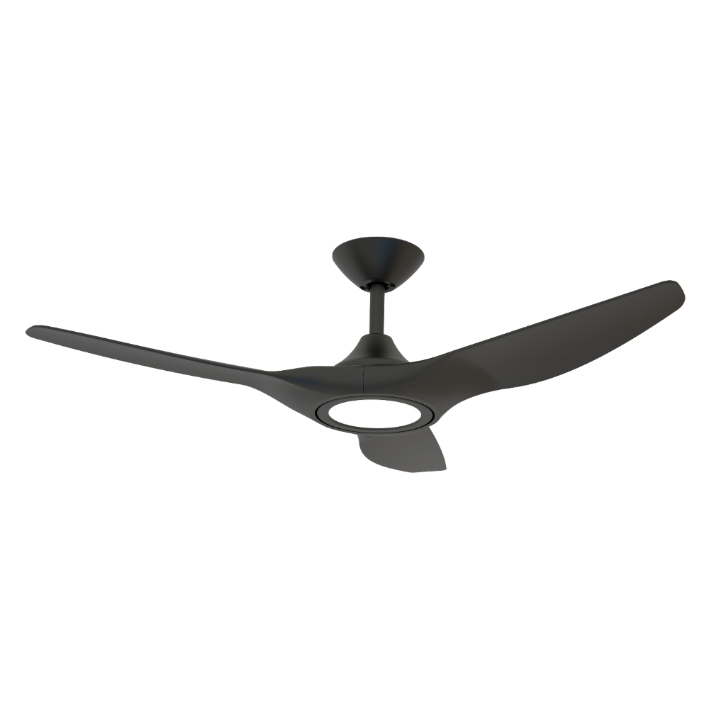 [W-CFDOST12BL-LED] Strike DC Ceiling Fan by Domus with LED Light – Black 48″