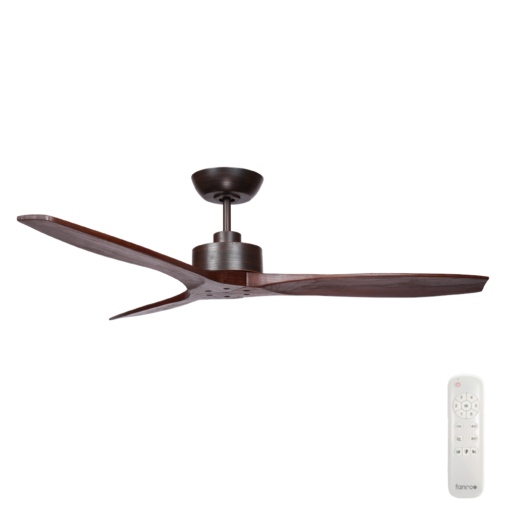 Wynd DC Ceiling Fan by Fanco – Oil Rubbed Bronze and Handcrafted Walnut Blades 54″