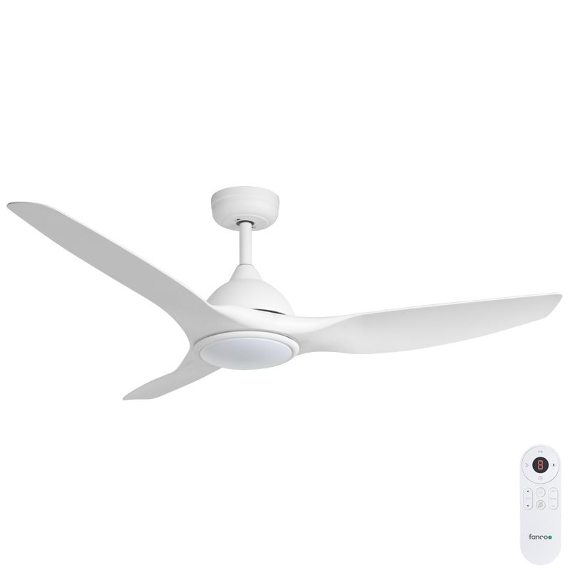 [W-CFFCHZ43WH-LED] Horizon DC SMART Ceiling Fan with LED Light & Remote – White 52″