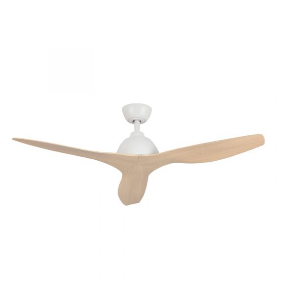 [CFFCBR23ACWHN] Breeze AC Ceiling Fan with Wall Control by Fanco – White and Beechwood Timber Style ABS Blades 52″