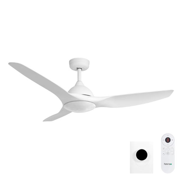 [W-CFFCHZ43WH-WC] Horizon DC SMART Ceiling Fan by Fanco with Tri-Control – White 52″