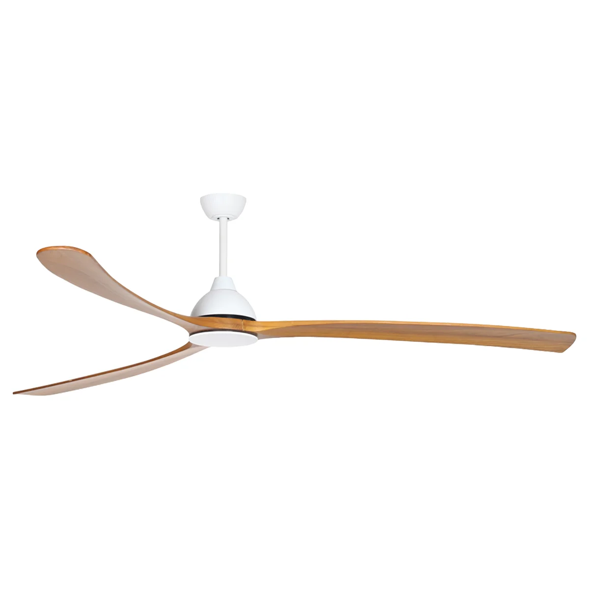 Sanctuary DC Ceiling Fan by Fanco – White with Teak Timber Blades 92″