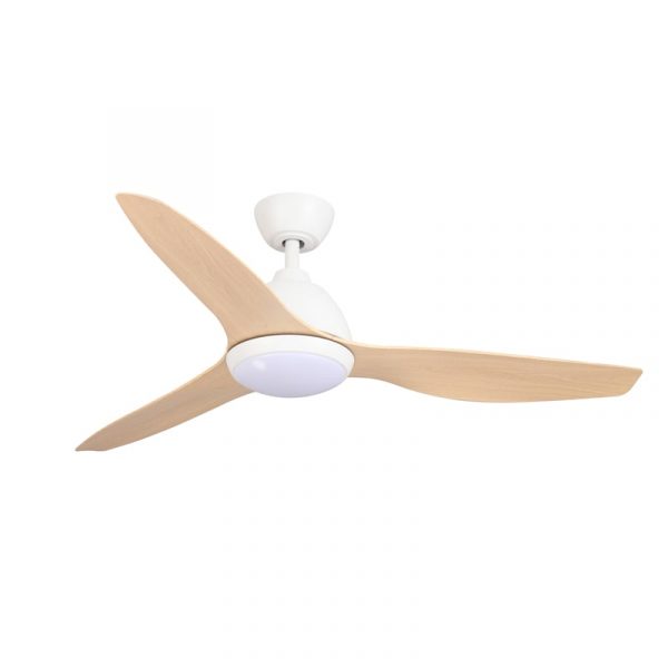[CFFCBR2ACLWHN] Breeze AC Ceiling Fan by Fanco with LED Light – White with Beechwood Timber Style ABS Blades 48″