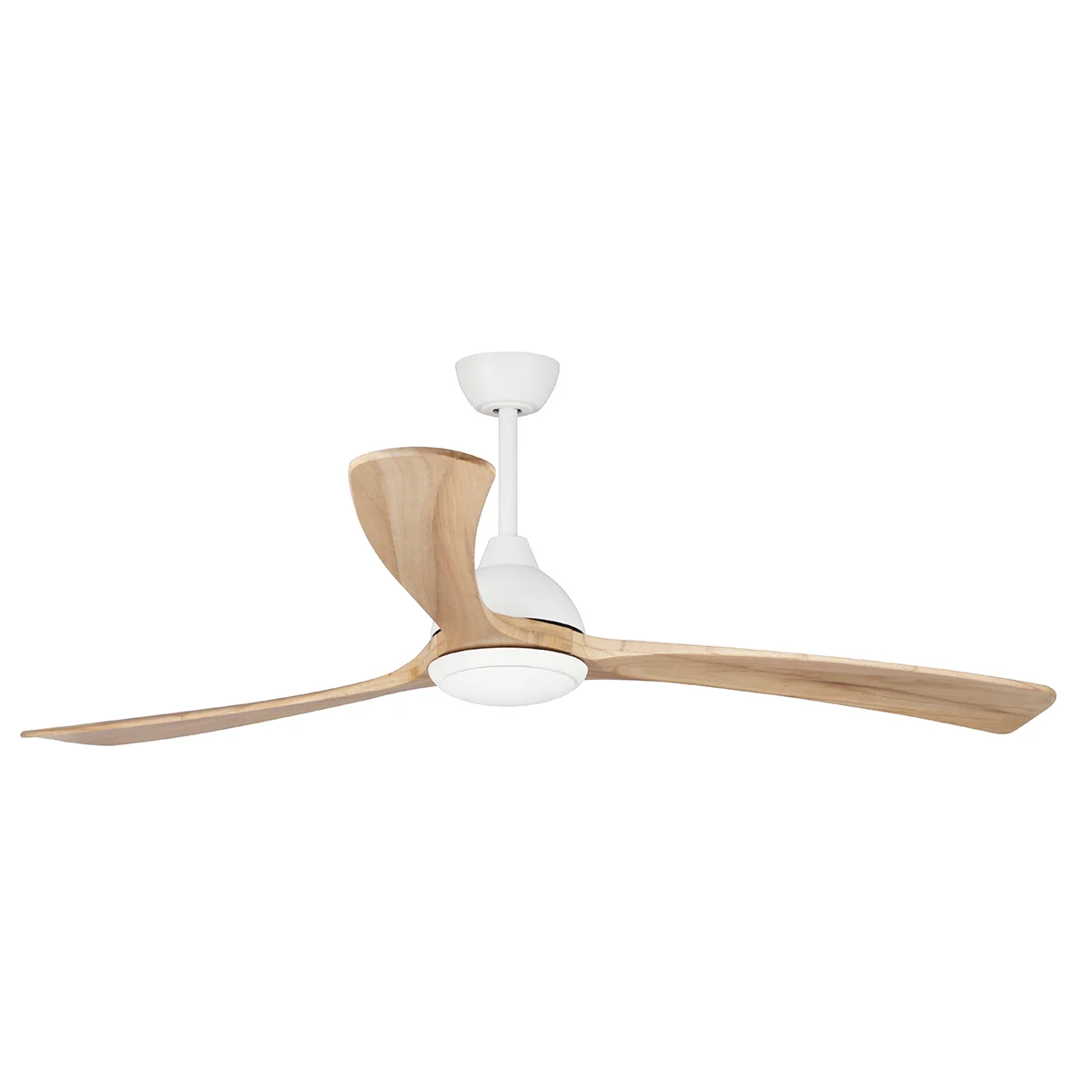 Sanctuary DC Ceiling Fan with by Fanco LED Light – White with Natural Timber Blades 70″