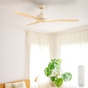 EarthFirst Wynd DC Ceiling Fan by Fanco – Ecru with FSC Timber Blades 52″