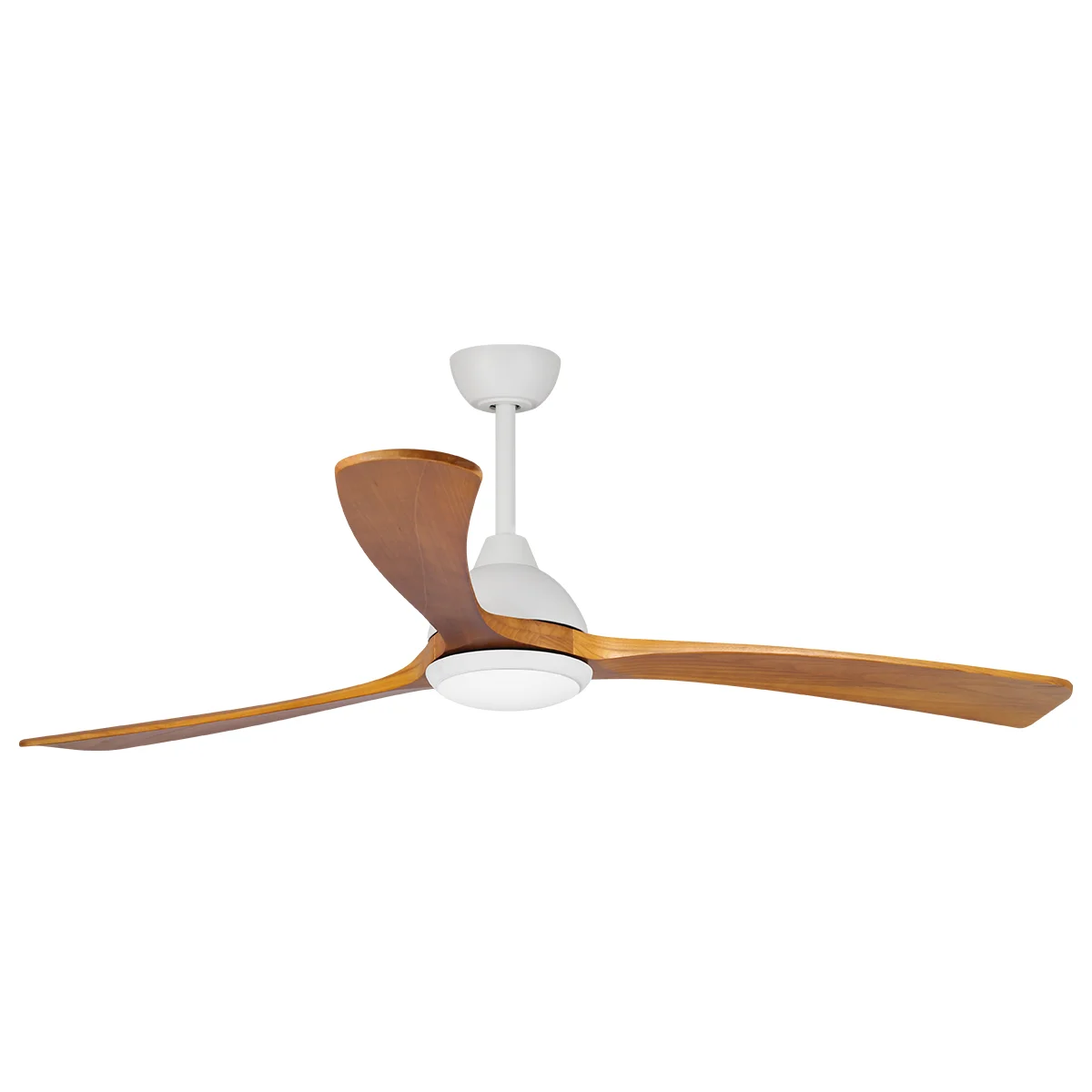[W-CFFCSA26LWH-TK] Sanctuary DC Ceiling Fan by Fanco with LED Light – White with Teak Timber Blades 70″