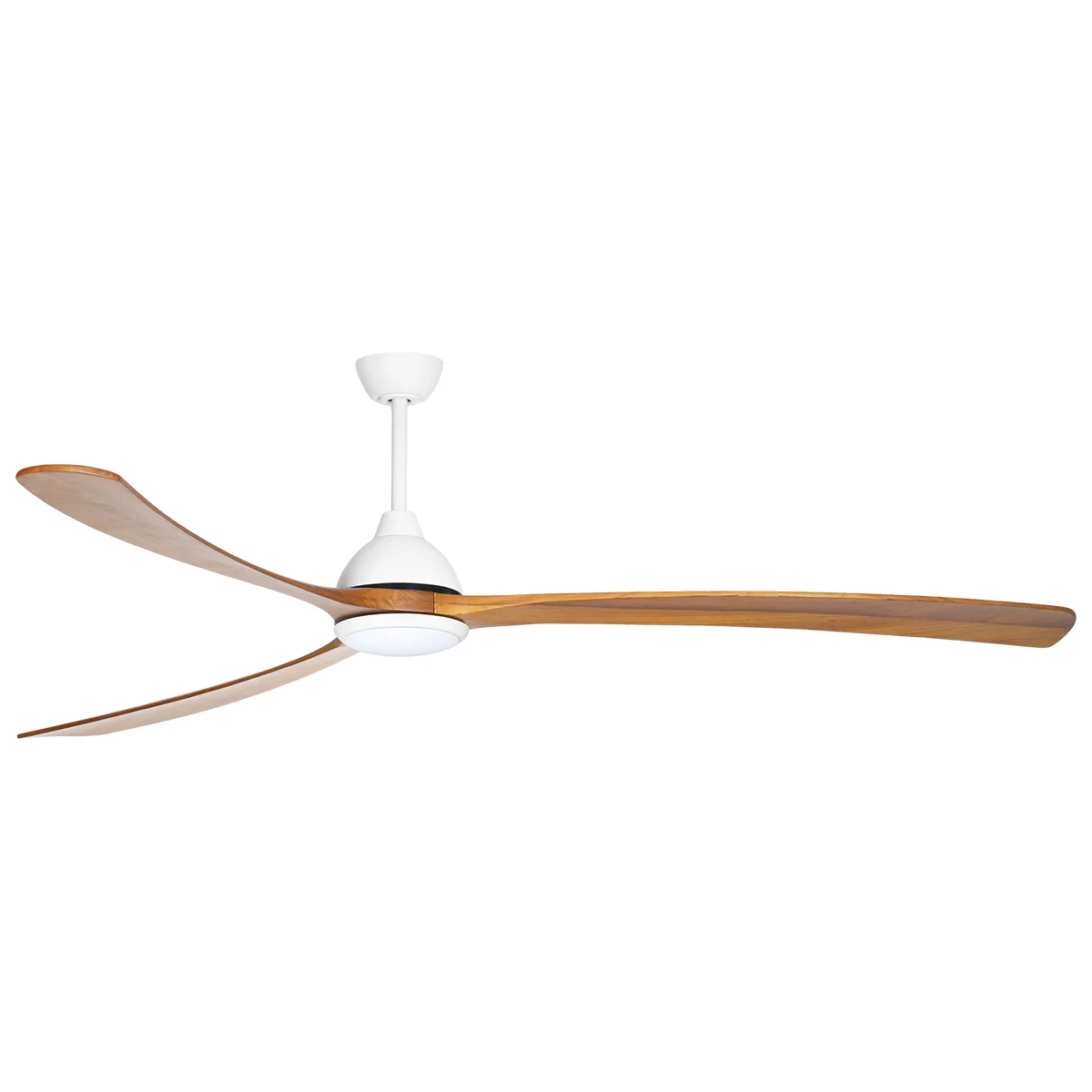 Sanctuary DC Ceiling Fan by Fanco with LED Light – White with Teak Timber Blades 92″
