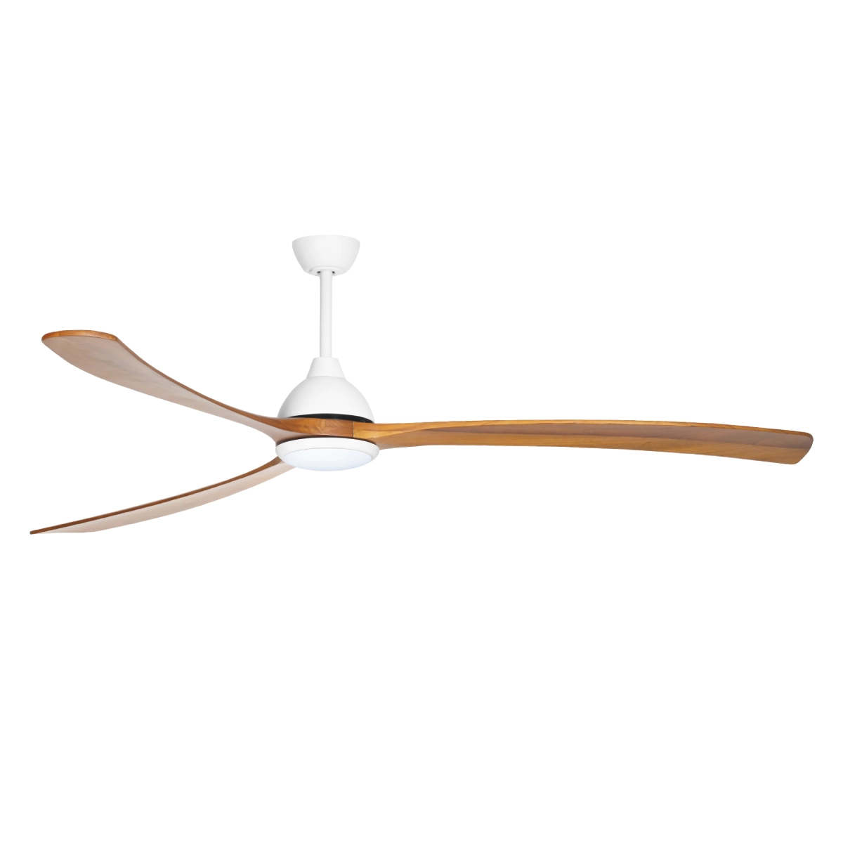 [W-CFFCSA28LWH-TK] Sanctuary DC Ceiling Fan by Fanco with LED Light & Remote – White with Teak Timber Blades 86″