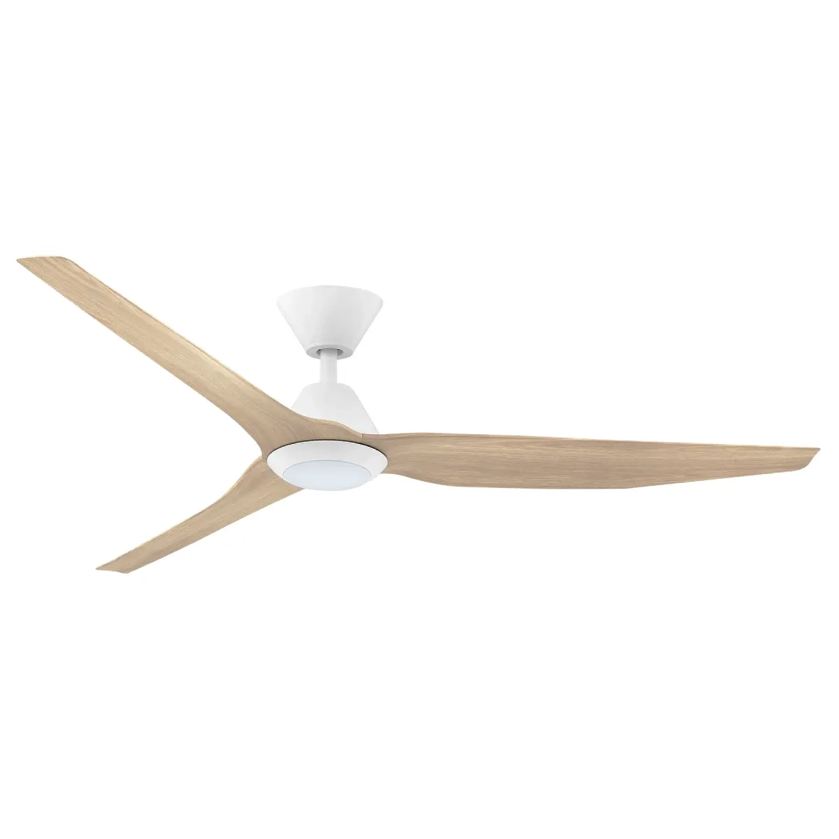 [W-CFFCINID35LWH-NA] Infinity-iD DC Ceiling Fan by Fanco with LED Light & Remote – White with Beechwood Timber Style ABS Blades 60″