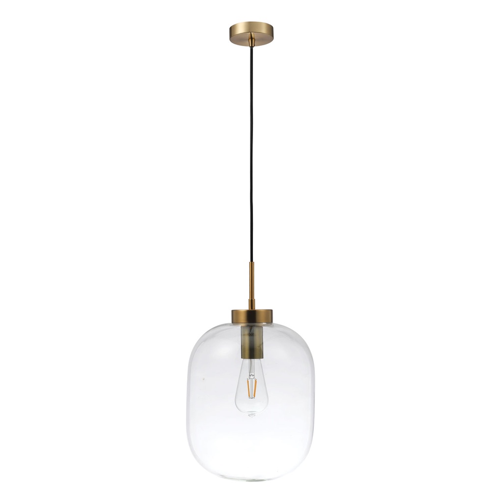 FLAUNT GLASS PENDANT 240V E27 SATIN BRASS