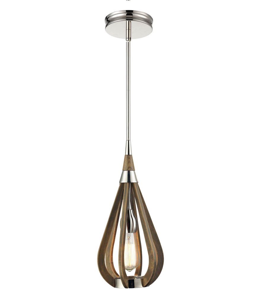 Pendant Light ES Taupe Wood Tear Drop