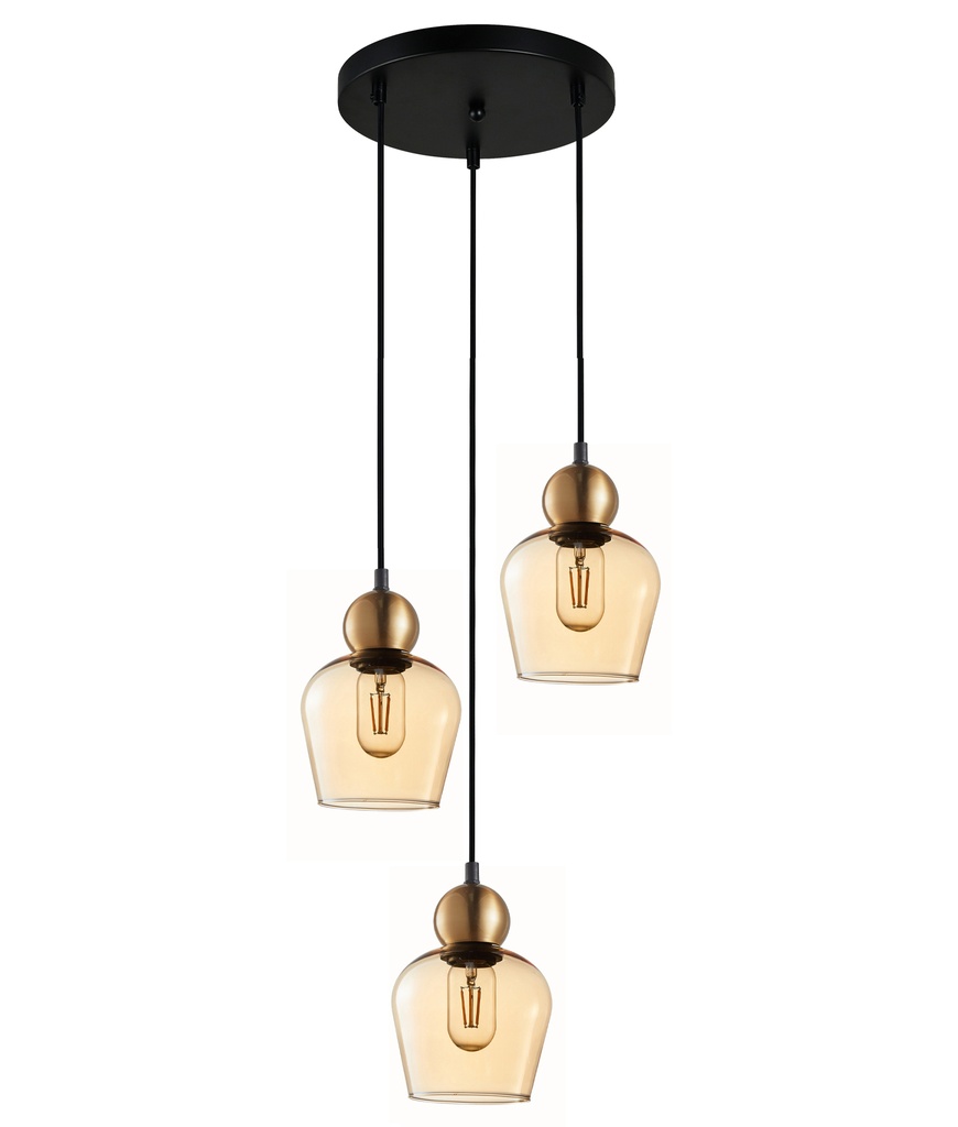 Pendant Light ES 3X72W Glass Ellipse Round Base