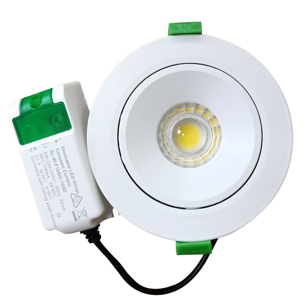 Downlight LED Gimbal Dimmable 8W Round White Tri-CCT IP20 90mm 720LM
