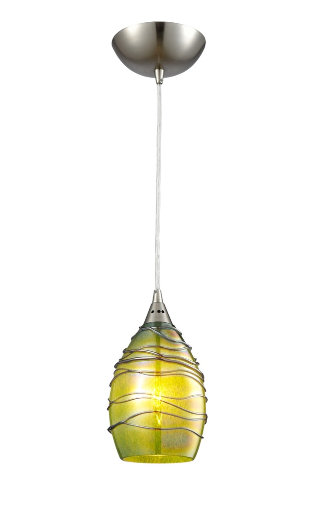 Pendant Light ES Olive Green Glass Ellipse with Twist OD115mm