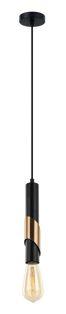Pendant Light ES Matte Black Antique Brass Plate Tube OD50mm