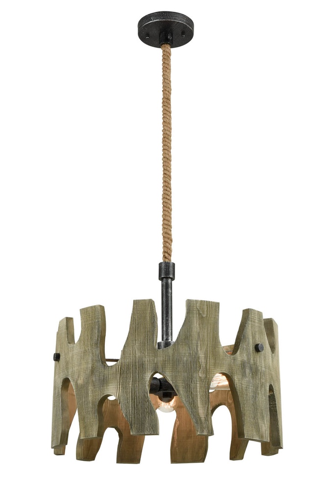 Pendant Light ESx3 Weathered Grey Wood Round OD510mm