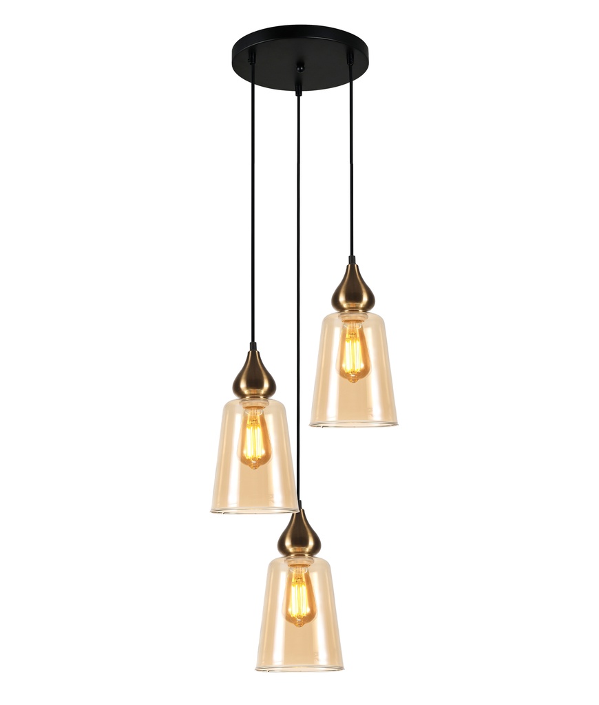 Pendant Light ES 3X72W Glass Flat Top OD370mm X H1100mm
