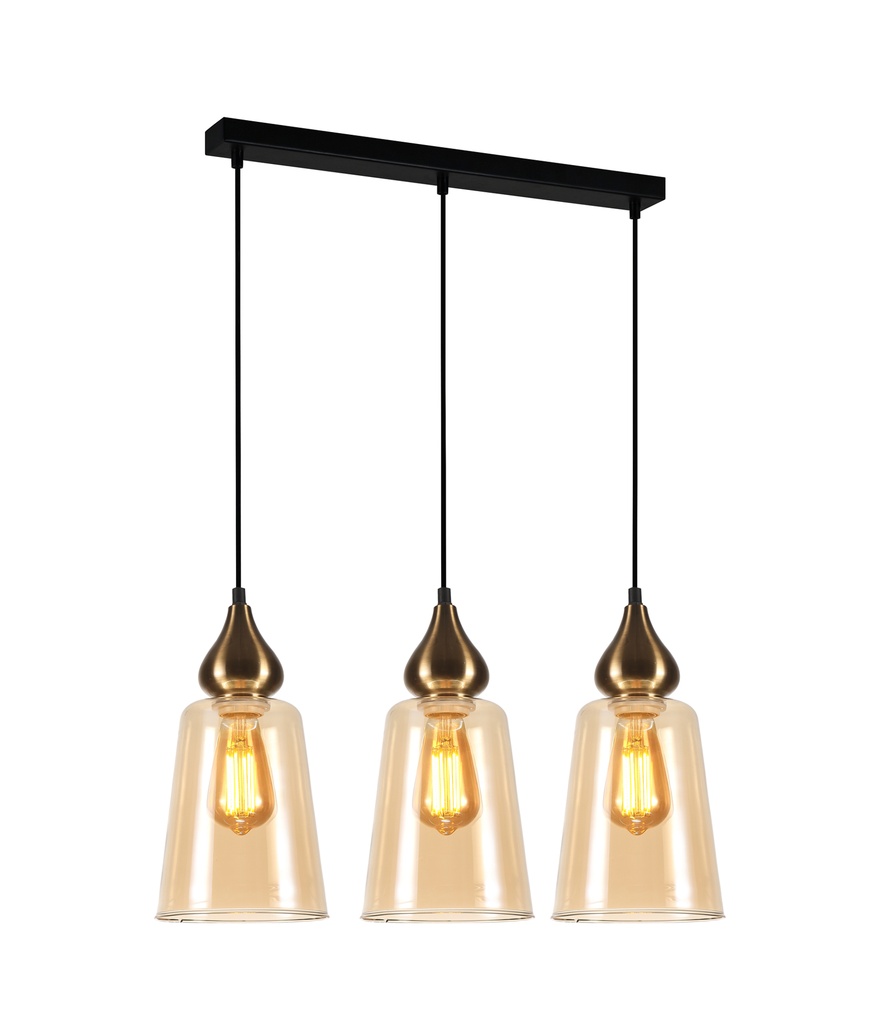 Pendant Light ES 3X72W Glass Flat Top L620 X W145 X H1000mm
