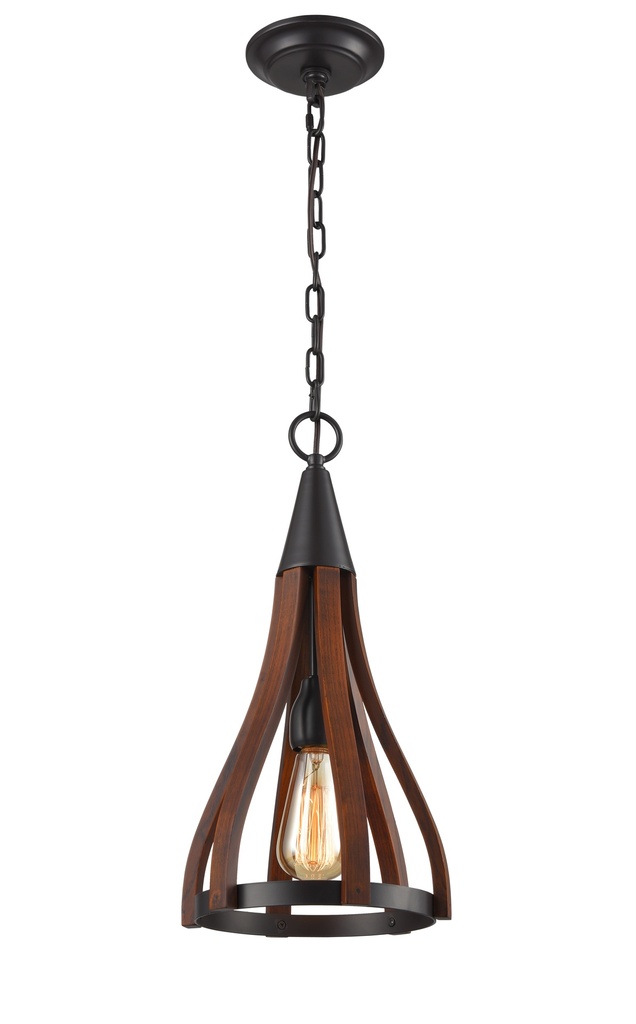 Pendant Light ES Dark Red Wood Bell