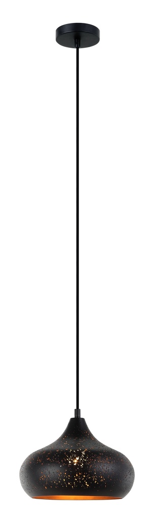 Pendant Light ES Black Champagne Glass OD250mm with Gold