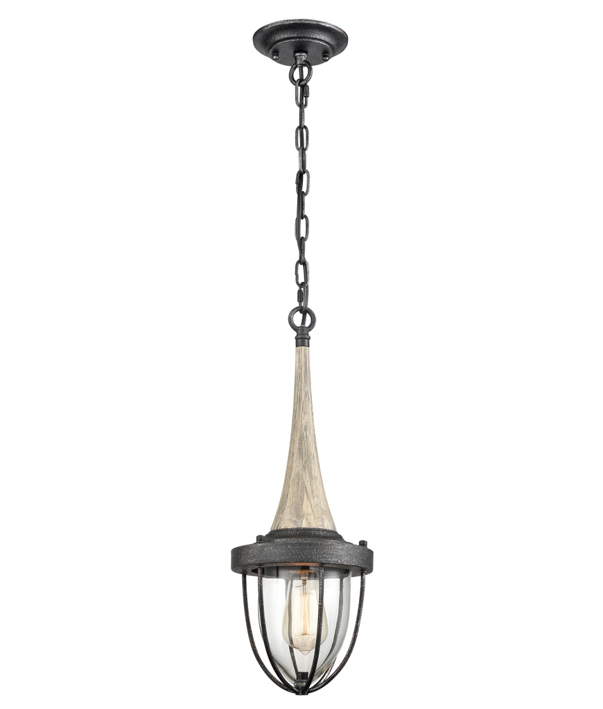 Pendant Light ES Wood & Cage OD180mm