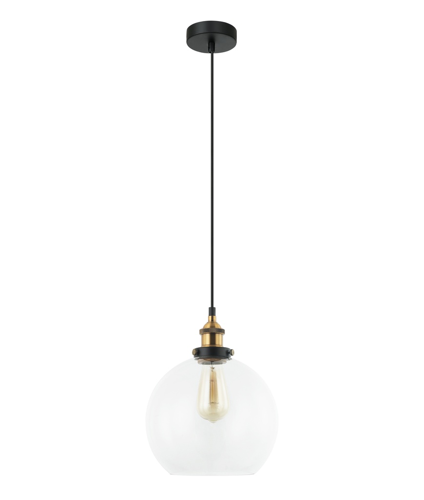 Pendant Light ES 40W Wine Glass With Antique Brass Highlight