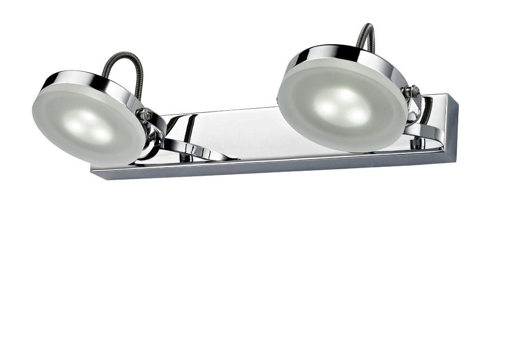 Wall Light Interior Surface Mounted Double Adjustable Round 2x3W Chrome 3000K with Bar Back Plate 473Lm