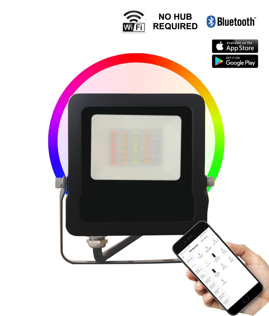 Flood Light LED Smart Black RGB IP65 5000K