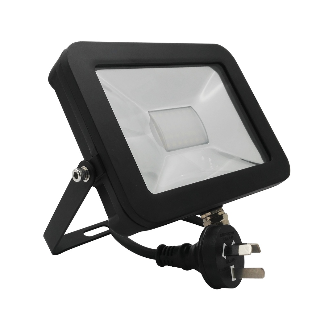 Flood Light LED Surface Mounted Slim 30W Black 5000K IP65 Flex & Plug 2400LM
