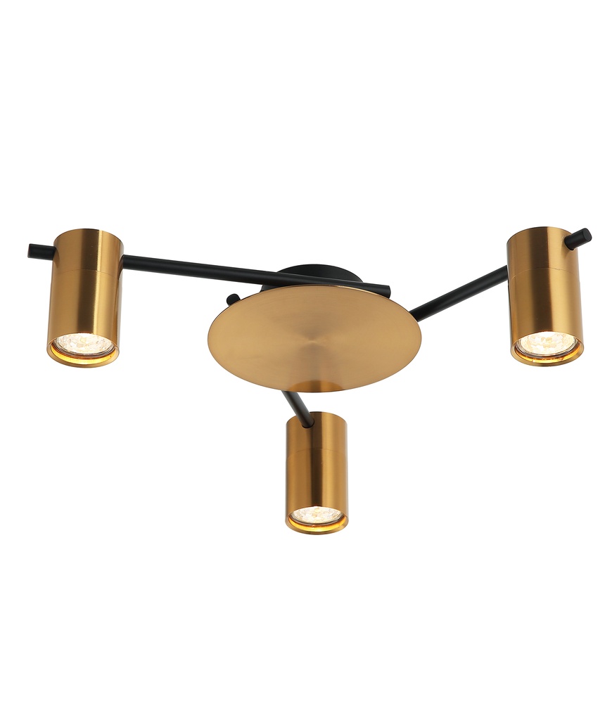 Spot Light GU10 X 3 Interior Ceiling Brass / Brass & Black OD510mm H120mm Adjustable