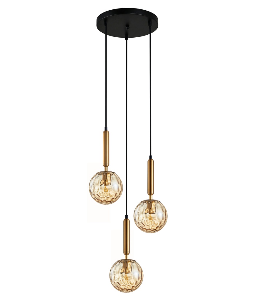 Pendant Light ES 3X72W Spherical Glass Enclosed Round Base