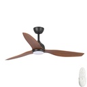 Eco Style DC Ceiling Fan by Fanco with LED Light – Black with Koa Timber Style ABS Blades 52″