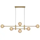 TYSON 6LT PENDANT 6x6wG9max KIT L1300 W120 H355 CAB2m ANT GOLD/ AMBER TEAR PATTERN