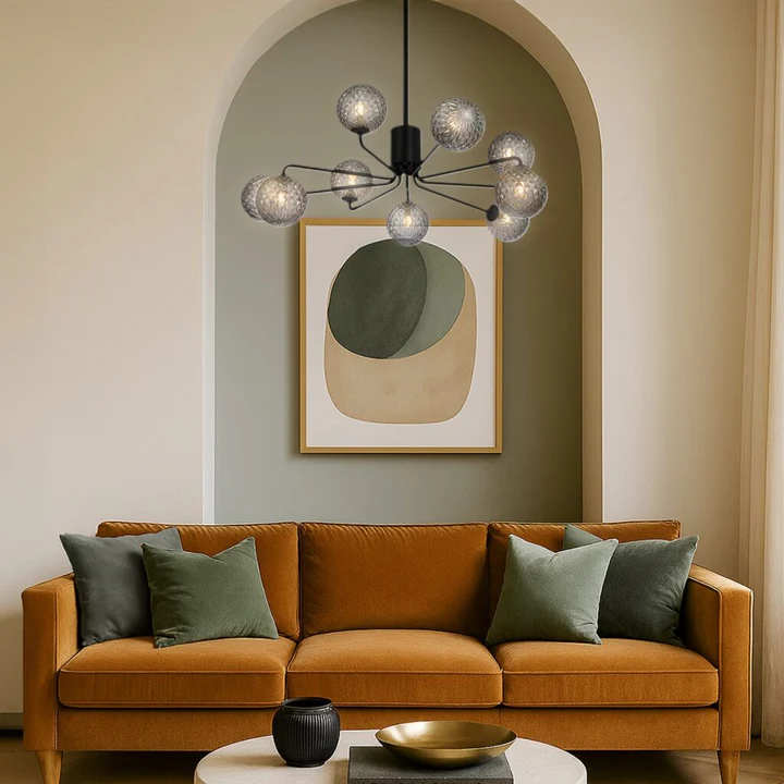 FELTON 9 LIGHT PENDANT BLACK