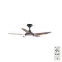 Storm DC Ceiling Fan by Calibo with LED Light – Black with Koa Timber Style ABS Blades 42″