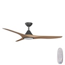 CloudFan SMART DC Ceiling Fan by Calibo with LED Light – Black with Teak Timber Style ABS Blades 48″