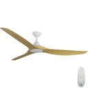 CloudFan SMART DC Ceiling Fan by Calibo – White with Bamboo Timber Style ABS Blades 72″