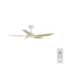 Storm DC Ceiling Fan by Calibo – White with Bamboo Timber Style ABS Blades 42″