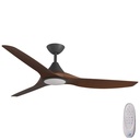 CloudFan SMART DC Ceiling Fan by Calibo with LED Light – Black with Koa Timber Style ABS Blades 60″