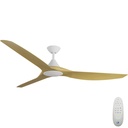 CloudFan SMART DC Ceiling Fan by Calibo with LED Light – White with Bamboo Timber Style ABS Blades 72″