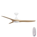 CloudFan SMART DC Ceiling Fan by Calibo with LED Light – White with Bamboo Timber Style ABS Blades 48″