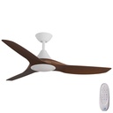 CloudFan SMART DC Ceiling Fan by Calibo with LED Light – White with Koa Timber Style ABS Blades 48″