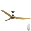 CloudFan SMART DC Ceiling Fan by Calibo – Black with Bamboo Timber Style ABS Blades 72″
