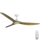 CloudFan SMART DC Ceiling Fan by Calibo – White with Teak Timber Style ABS Blades 72″