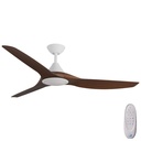 CloudFan SMART DC Ceiling Fan by Calibo with LED Light – White with Koa Timber Style ABS Blades 52″